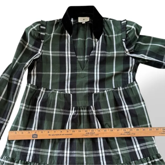 TUCKERNUCK Tartan Bristol Dress Velvet Details Pockets Size Small