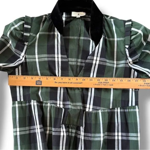 TUCKERNUCK Tartan Bristol Dress Velvet Details Pockets Size Small