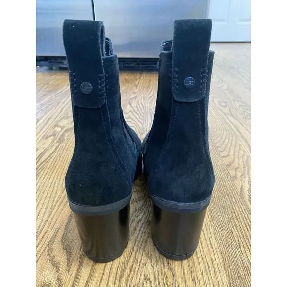 UGG &quot;HAZEL&quot; BLACK SUEDE LUG SOLE‎ BOOTS IN SIZE US 12 / EU 43 ($250.00 RETAIL)