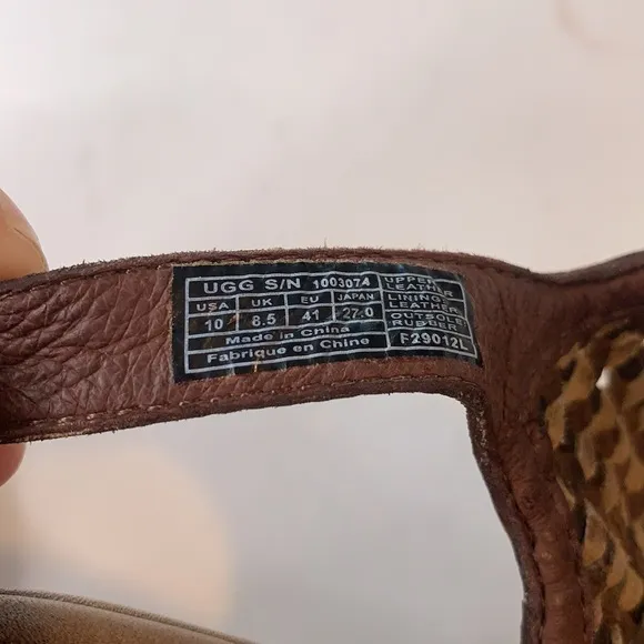 UGG Asia woven taupe wedge leather sandals