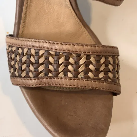 UGG Asia woven taupe wedge leather sandals
