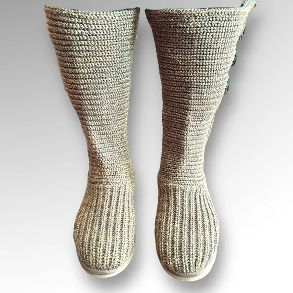 UGG Australia Classic Cardy Knit Boots Womens Size 5  EU 36  3 Buttons