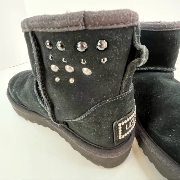 UGG Australia Classic Gem Mini Studded Swarovski Crystal Boot Black Women's 5