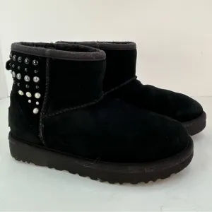 UGG Australia Classic Gem Mini Studded Swarovski Crystal Boot Black Women's 5