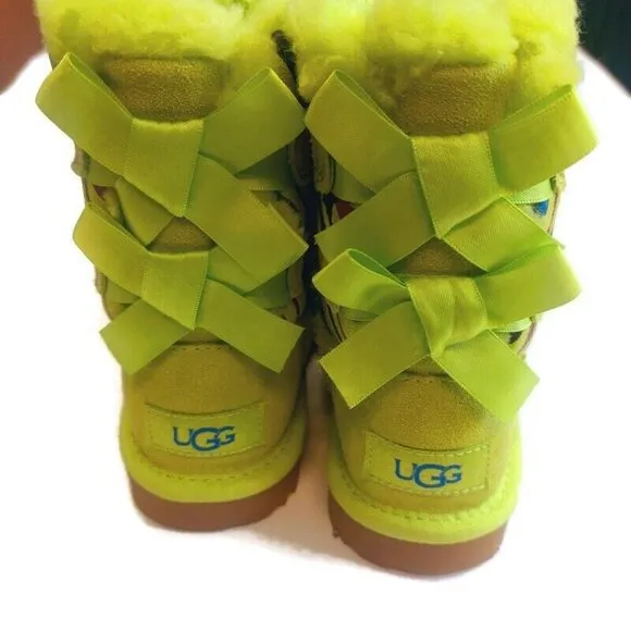 UGG Bailey Bow II Toddler Boot Size 9 Age 3-4 Galactic Print Green 1133130T