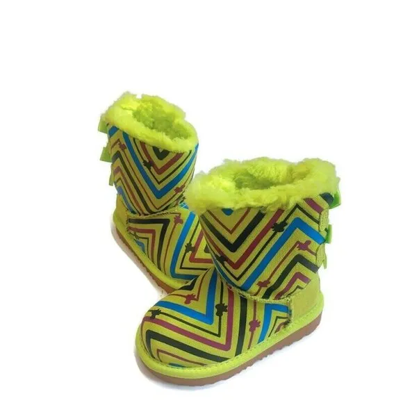 UGG Bailey Bow II Toddler Boot Size 9 Age 3-4 Galactic Print Green 1133130T