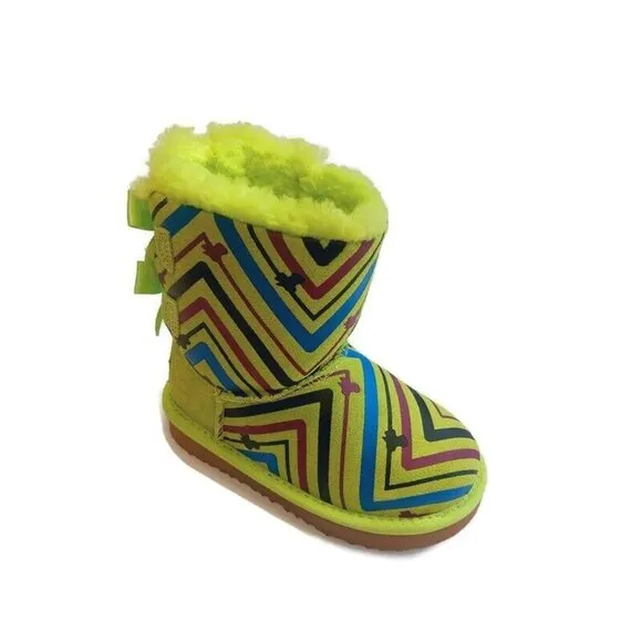 UGG Bailey Bow II Toddler Boot Size 9 Age 3-4 Galactic Print Green 1133130T