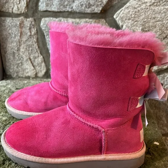 UGG Bailey II Boot Pink Suede With Bows