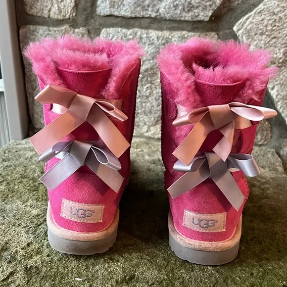 UGG Bailey II Boot Pink Suede With Bows