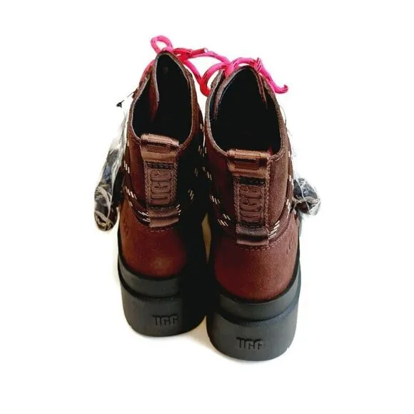 UGG Brisbane Lace Up Suede Platform Boots Womens Size 8 Burnt Cedar #1143841