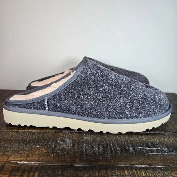 UGG Classic Slipper Mens Size 13 Shaggy Suede Fuzzy Warm Slip On Shoes Blue