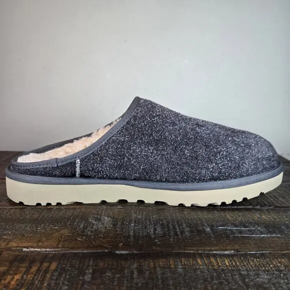 UGG Classic Slipper Mens Size 13 Shaggy Suede Fuzzy Warm Slip On Shoes Blue