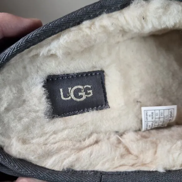 UGG Classic Slipper Mens Size 13 Shaggy Suede Fuzzy Warm Slip On Shoes Blue