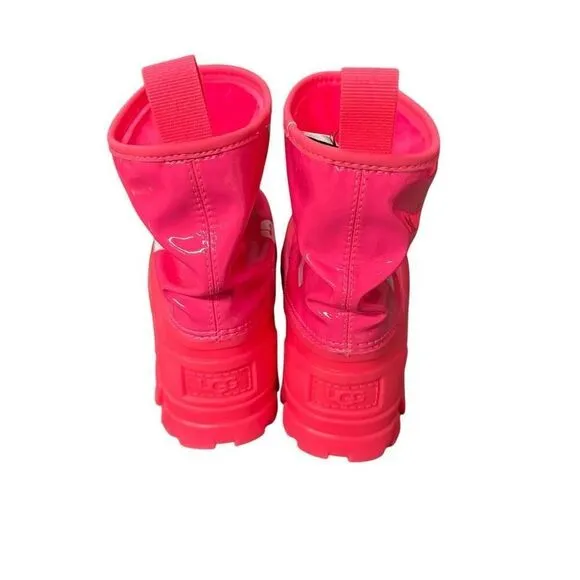 UGG Classic Brellah Mini Logo Stripe Boots size 5 girls  coral pink new no box
