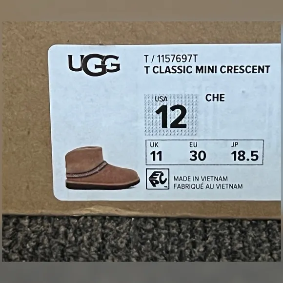 UGG Kids Classic Mini Crescent Toddler Girl Boots Chestnut Color Size- 12