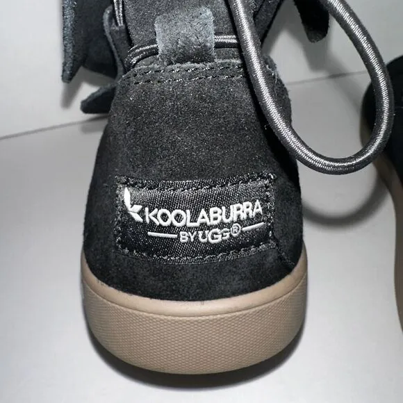 UGG Koolaburra Black Suede Skyllar Ankle Moccasin Boots Size 8