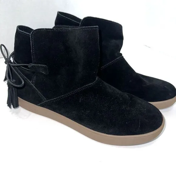 UGG Koolaburra Black Suede Skyllar Ankle Moccasin Boots Size 8