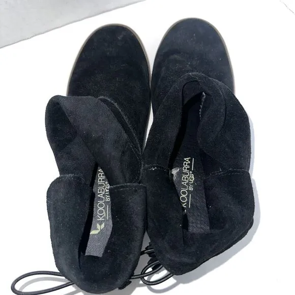 UGG Koolaburra Black Suede Skyllar Ankle Moccasin Boots Size 8