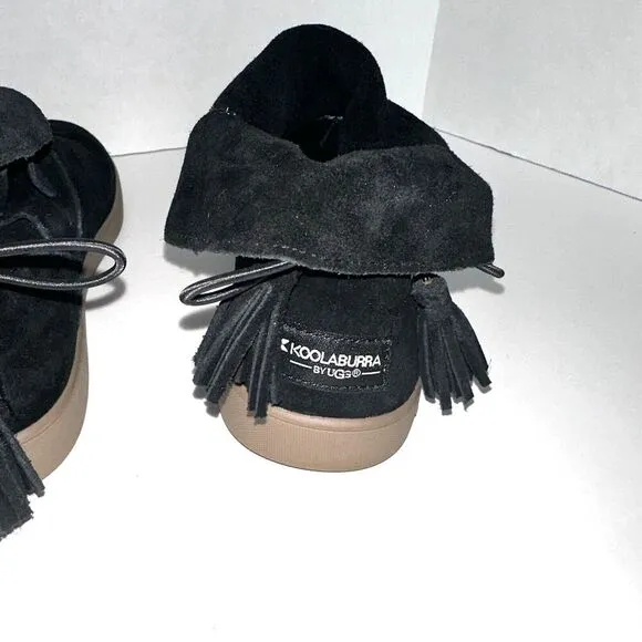 UGG Koolaburra Black Suede Skyllar Ankle Moccasin Boots Size 8
