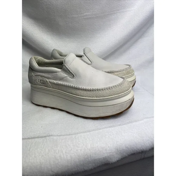 UGG MARIN CANVAS PLATFORM OFF WHITE SLIP ON SNEAKER‎ SHOES US 6 / EU 37 / UK 4