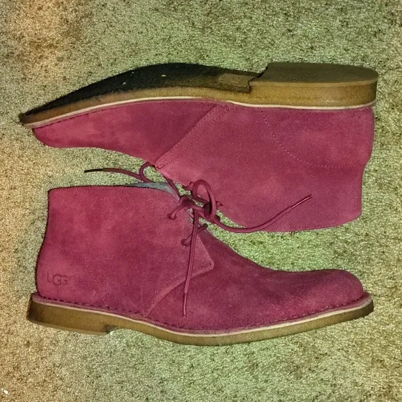 UGG Men's Cranberry Red Suede Brunch Boots sz 11.5