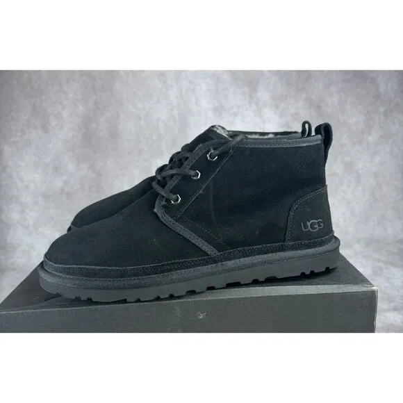UGG Men's Neumel Black Suede Boots Chukka Size 11 With A Beat-Up Box
