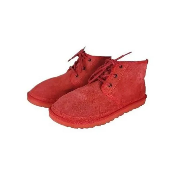 UGG Men's Neumel US 10 Red Suede Sheepskin Lined Ankle Chukka Boots Shoes