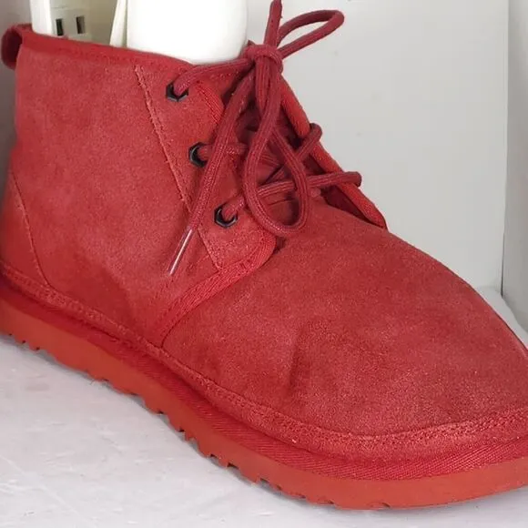 UGG Men's Neumel US 10 Red Suede Sheepskin Lined Ankle Chukka Boots Shoes