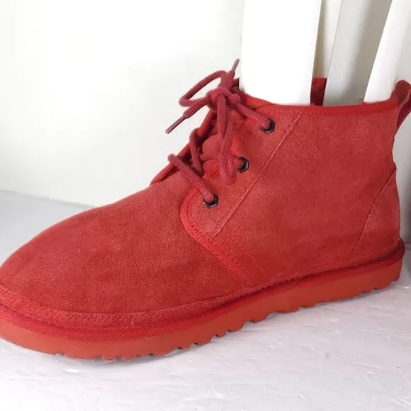 UGG Men's Neumel US 10 Red Suede Sheepskin Lined Ankle Chukka Boots Shoes