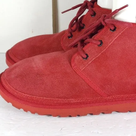 UGG Men's Neumel US 10 Red Suede Sheepskin Lined Ankle Chukka Boots Shoes