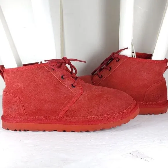 UGG Men's Neumel US 10 Red Suede Sheepskin Lined Ankle Chukka Boots Shoes