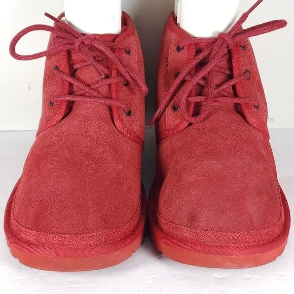 UGG Men's Neumel US 10 Red Suede Sheepskin Lined Ankle Chukka Boots Shoes