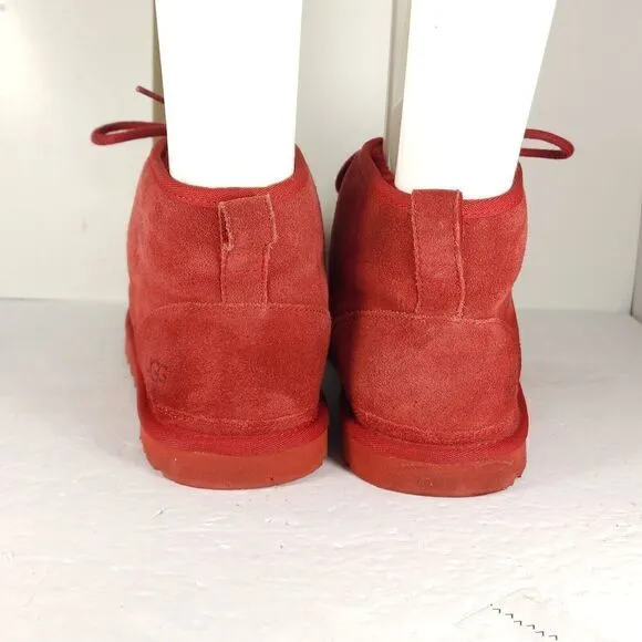 UGG Men's Neumel US 10 Red Suede Sheepskin Lined Ankle Chukka Boots Shoes