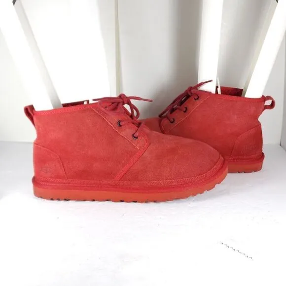 UGG Men's Neumel US 10 Red Suede Sheepskin Lined Ankle Chukka Boots Shoes