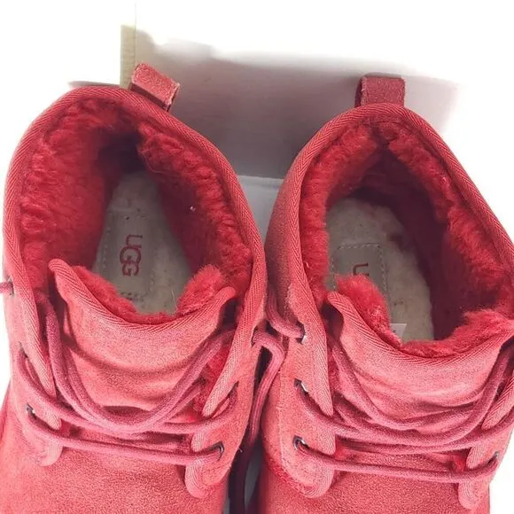 UGG Men's Neumel US 10 Red Suede Sheepskin Lined Ankle Chukka Boots Shoes