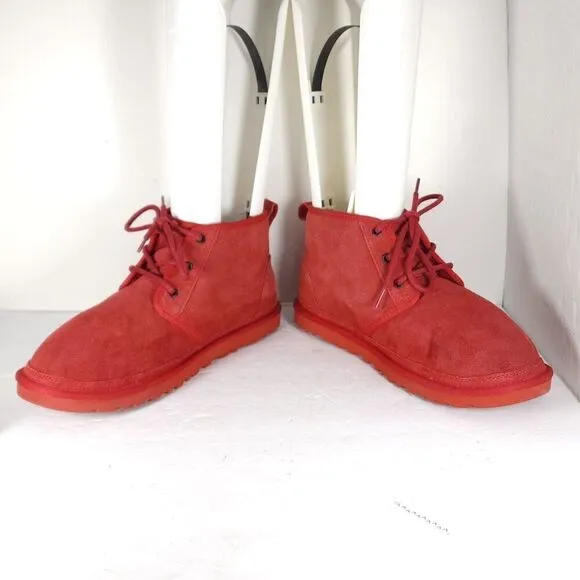 UGG Men's Neumel US 10 Red Suede Sheepskin Lined Ankle Chukka Boots Shoes