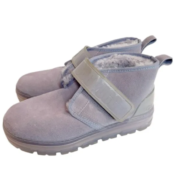 UGG NEUMEL CLEAR JUNE GLOOM SUEDE CLASSIC LAVENDER BOOTS SIZE 9 SHEEPSKIN