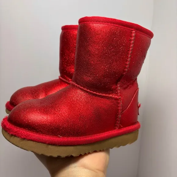 UGG Red Metallic Classic Boots  Size 9 Toddler