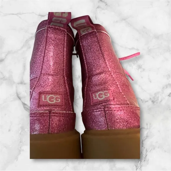 Ugg Robley Pink Glitter Boots Girls Size 3 -  NWOT