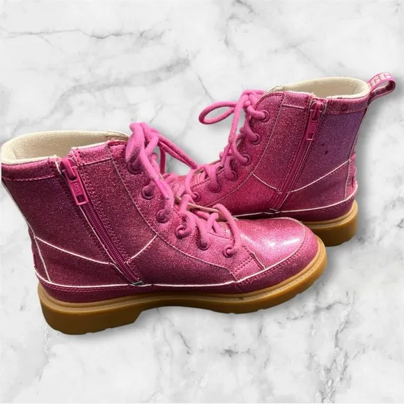 Ugg Robley Pink Glitter Boots Girls Size 3 -  NWOT