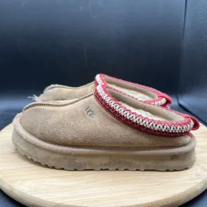 UGG Youth Size 2 Tazz Chestnut Suede Platform Slippers Tan Brown Shoes