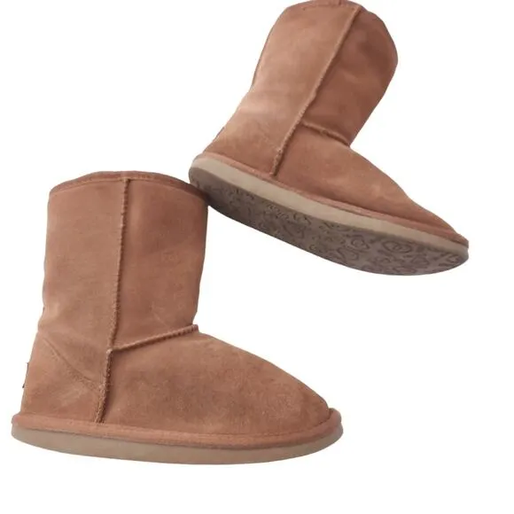 Ukala Suede Boots Size 4 Kids Wool Mid-Calf Winter Boots Brown