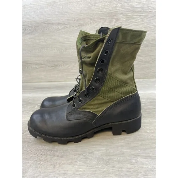 US Army Men's 7R Black Leather Vietnam Era Lace Up Jungle Military Combat Boot