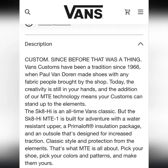Vans 9.5 Customs Sk8 Hi MTE 1 Camo High Tops Shoes