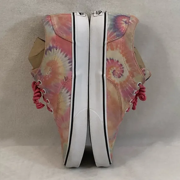 Vans Authentic 721356 Pink Laces Multicolor Tie Dye Skate Sneaker Shoes Womens 8