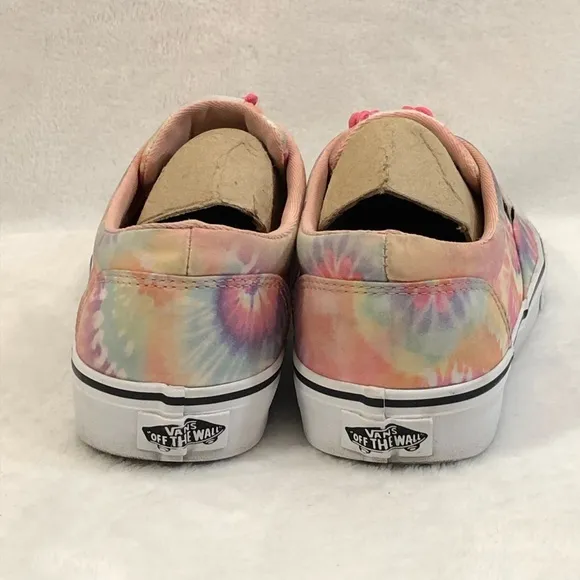 Vans Authentic 721356 Pink Laces Multicolor Tie Dye Skate Sneaker Shoes Womens 8