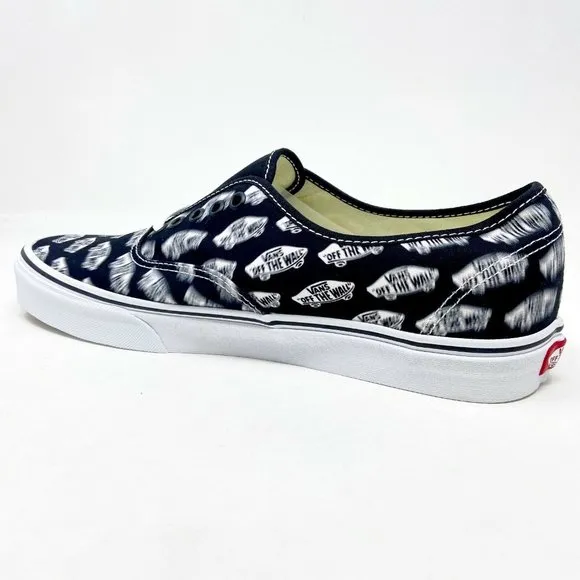 Vans Authentic (Blue Boards) Black True White Logo Mens Casual Shoes