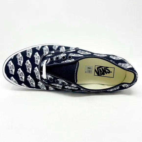 Vans Authentic (Blue Boards) Black True White Logo Mens Casual Shoes