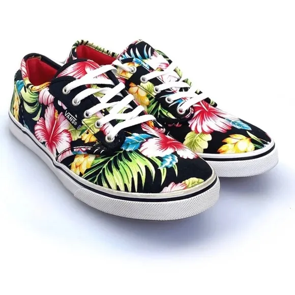 Vans Authentic Hawaiian Floral Skate Shoes Prints Pink Blue 8.5