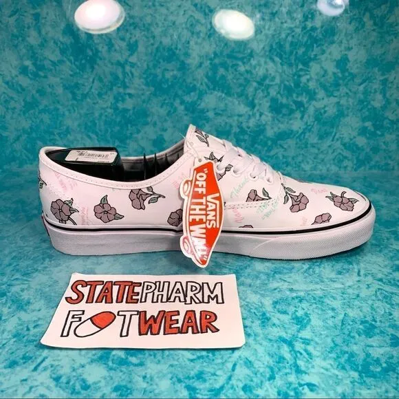 Vans Authentic 'Thank You Floral' Women’s White Low Top Skate Shoes